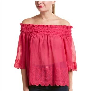 Trina Turk Lime Silk Blend Top Fuschia small NWT